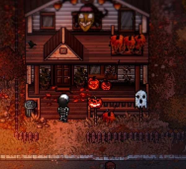Visitor outside the player's house in Welcome to Elderfield