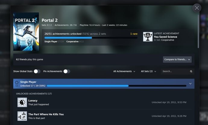 Steam Achievement Sets beta lets devs organize unlocks by